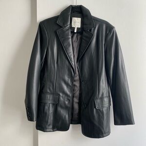 Tailored-Fit Faux Leather Blazer